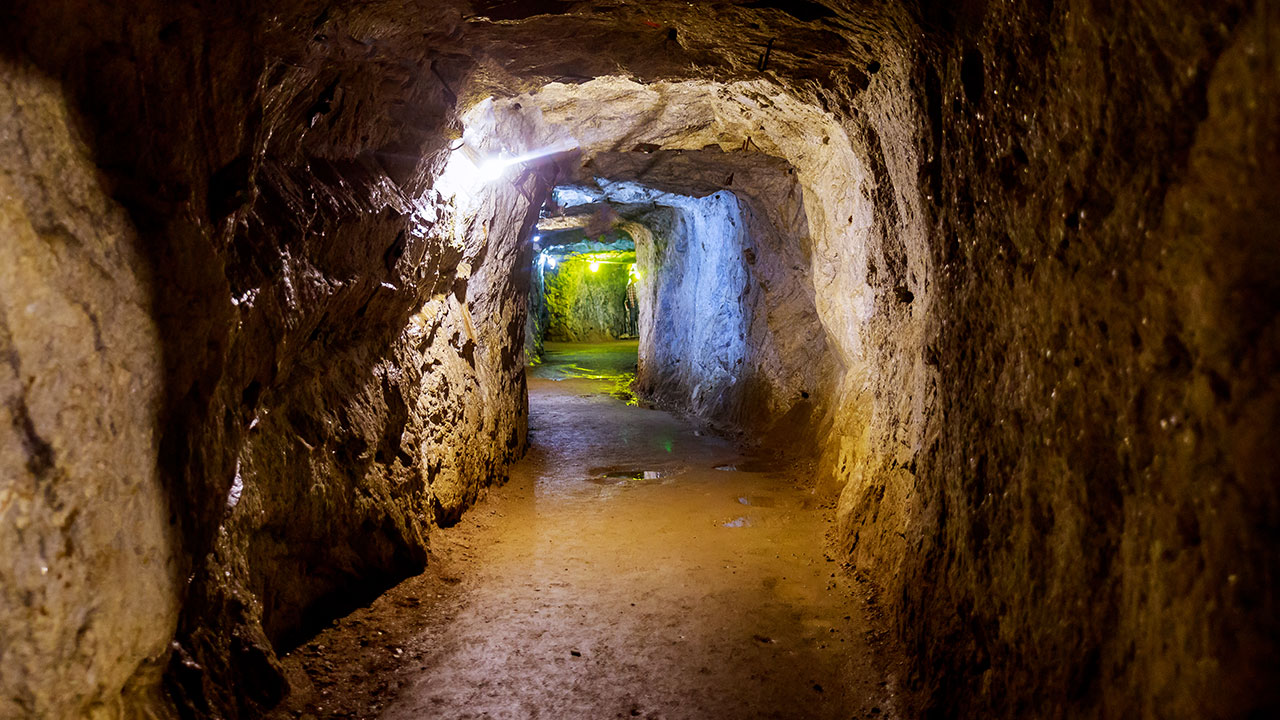 Lighted mine shaft